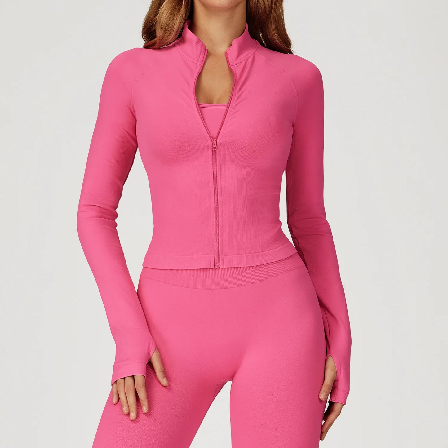 Seamless 2 Pieces Yoga Suit Sports Outfits Women Gym Set Women Tracksuit Running Workout Long Sleeve Sports Shirt Yoga Clothing