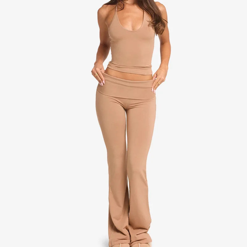 2 Pieces Yoga Set Gym Set Workout Clothes for Women High Waist bell-bottoms Sports Bra Suit Female Clothing Women Tracksuit vest