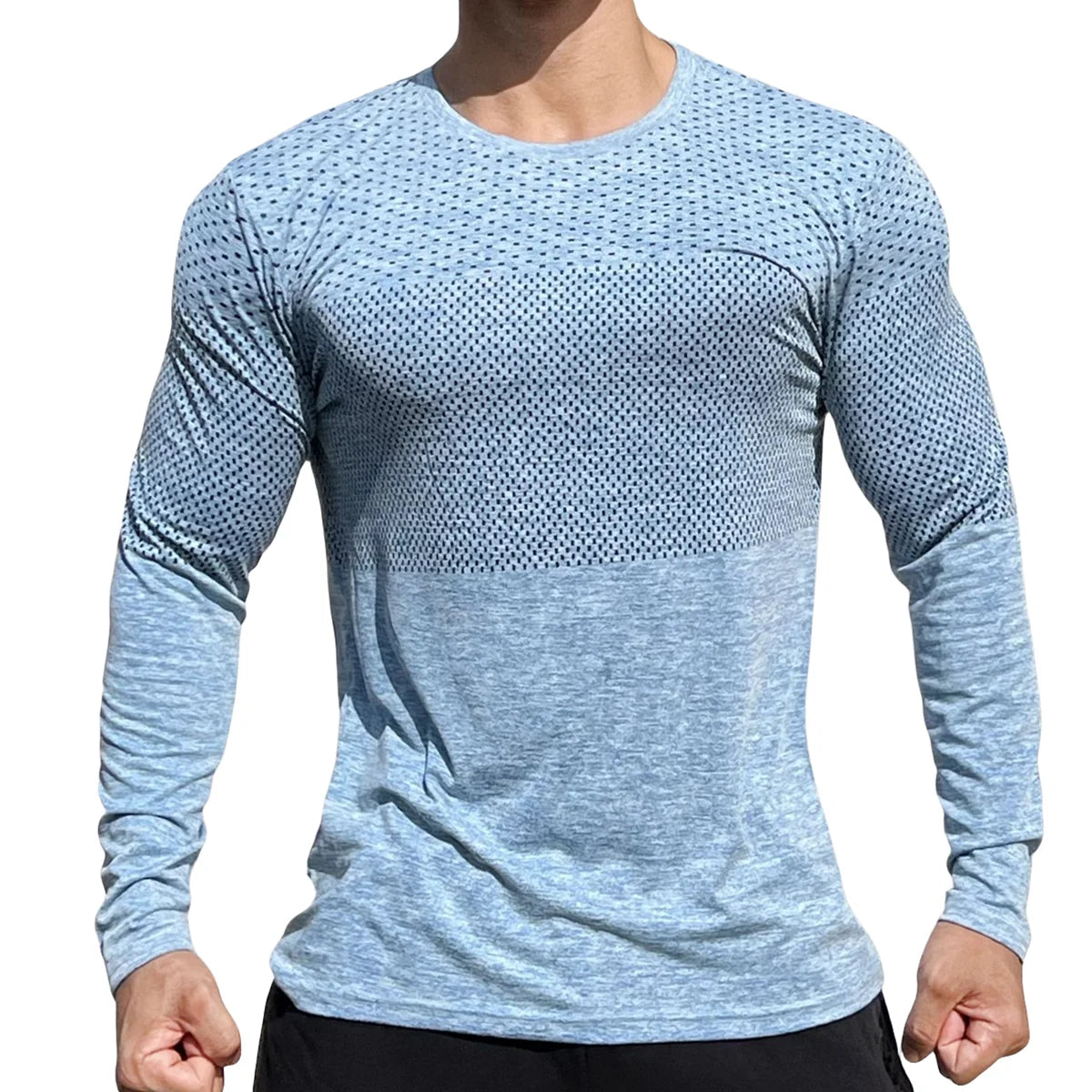 Men Gym Fitness Running Sport Quick Dry Shirts Skinny Long Sleeve T-shirt Male Jogging Workout Tees Tops Training Clothing
