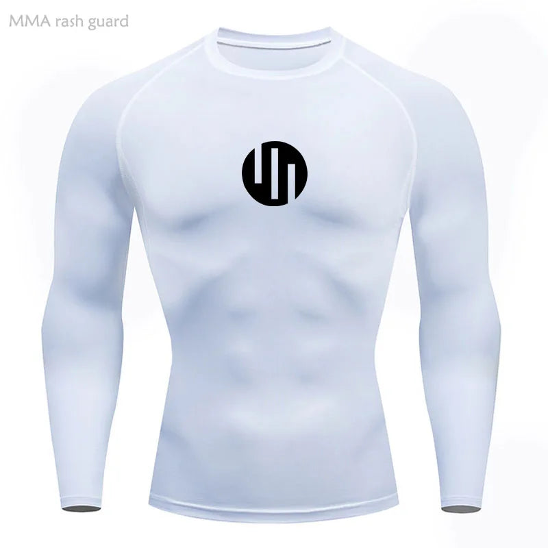 Men's T-shirt Fitness Compression Shirt Quick Dry Short Sleeve Gym Muscle Shirt Breathable White Black Sun protection Sportswear