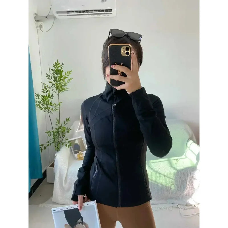 Women Zip Fitness Clothes Long Sleeve Sports Jacket Gym Clothes Woman Yoga Shirt Quick Dry Top Sunscreen Sportswear Yoga Clothes