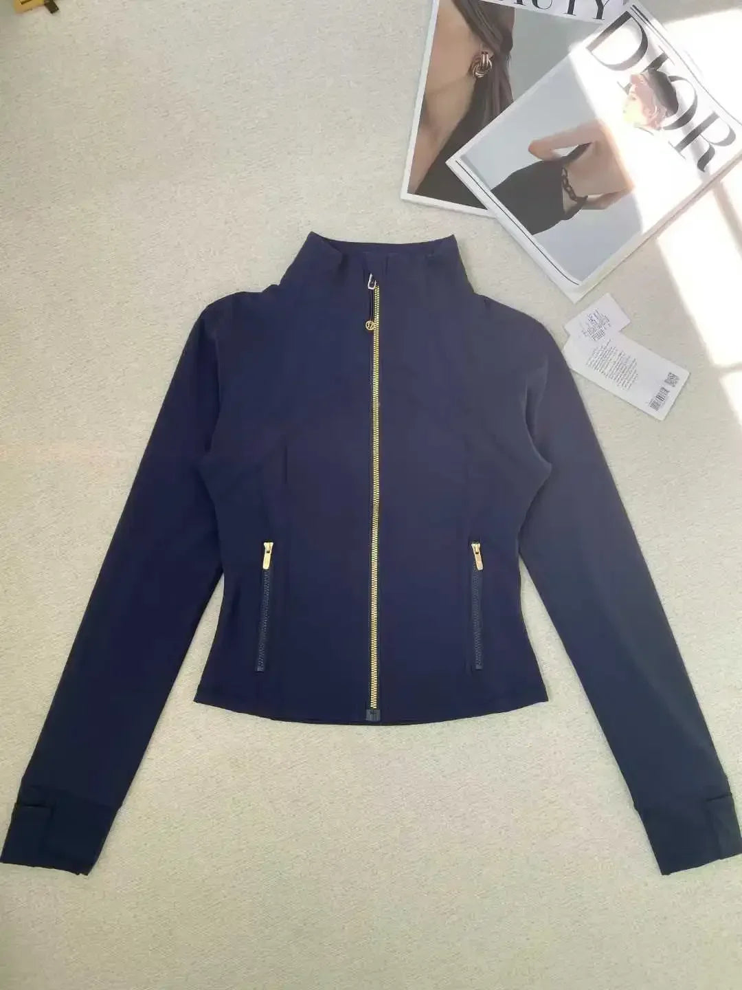 Women Zip Fitness Clothes Long Sleeve Sports Jacket Gym Clothes Woman Yoga Shirt Quick Dry Top Sunscreen Sportswear Yoga Clothes