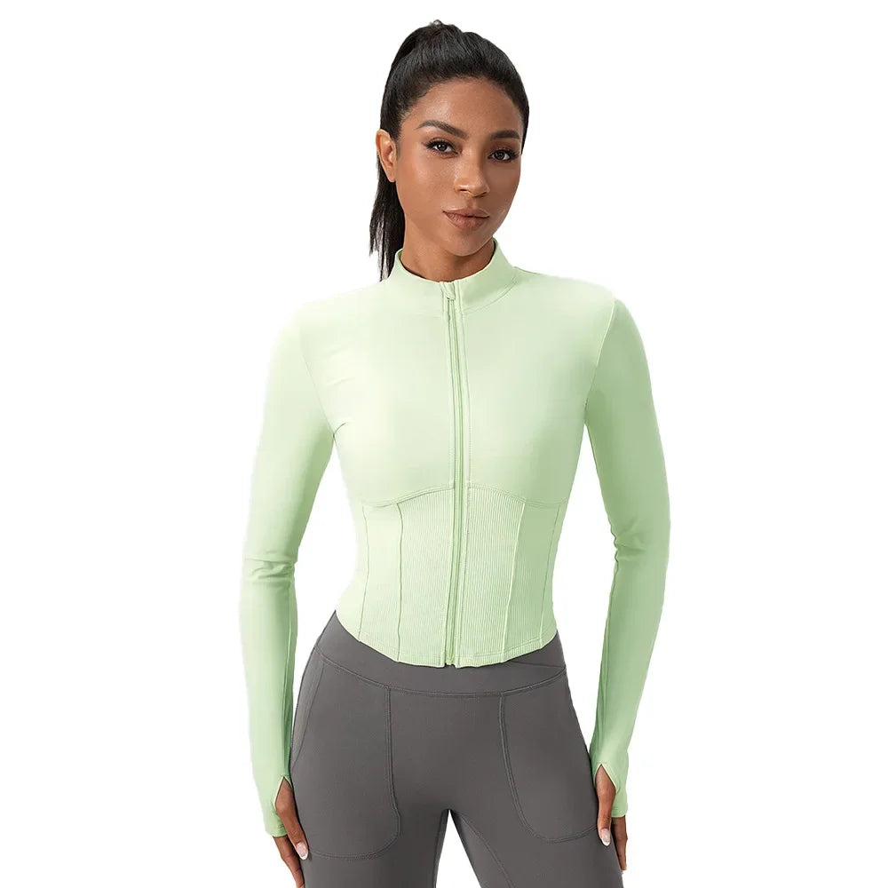 Yoga Suit Women Gym Set Long Sleeve Zipper Sport Women Tracksuit Running Workout Sportswear Female Sports Shirt Slim Fit