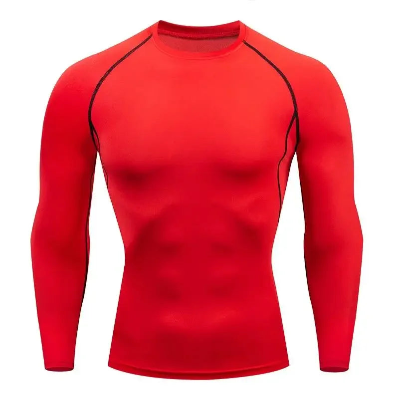 Men's tight fitting running shirt, quick drying long sleeved sportswear, men's gym clothing, fitness T-shirt, training exercise