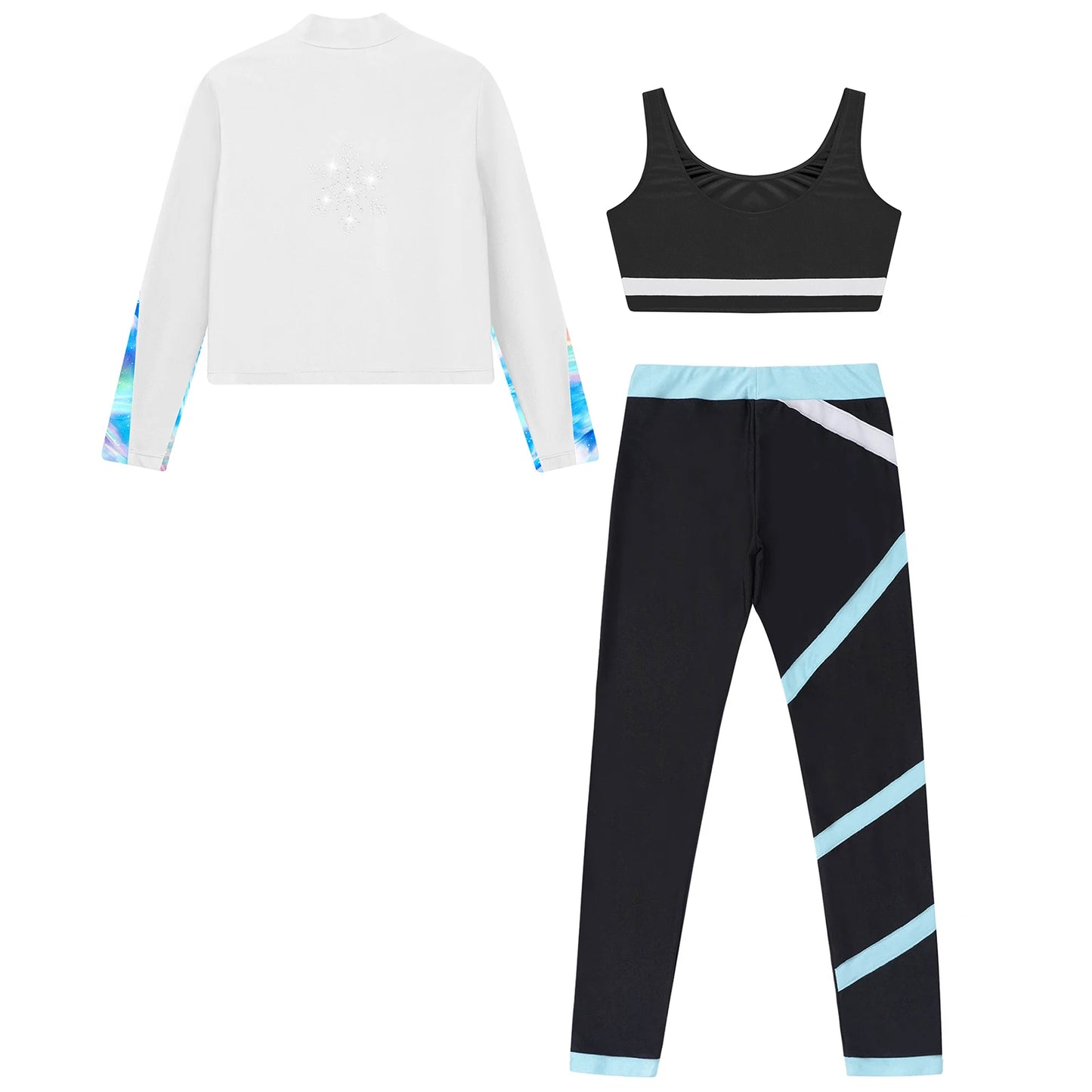 Children's Sport Suits Kids Sports Set For Girls Gym Athletic Outfits Vest with Legging Long Sleeve Zipper Sweatshirt Sportswear