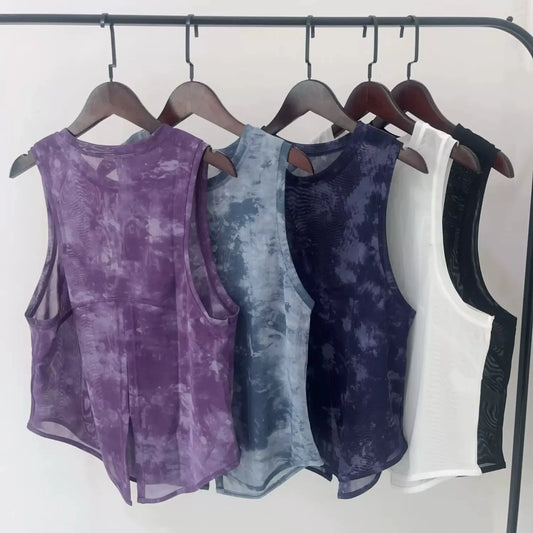 Sports Vest Women's Quick Dry Loose Running Gym Top Sleeveless Beautiful Back Wear Mesh T-Shirt Smock Yoga Wear