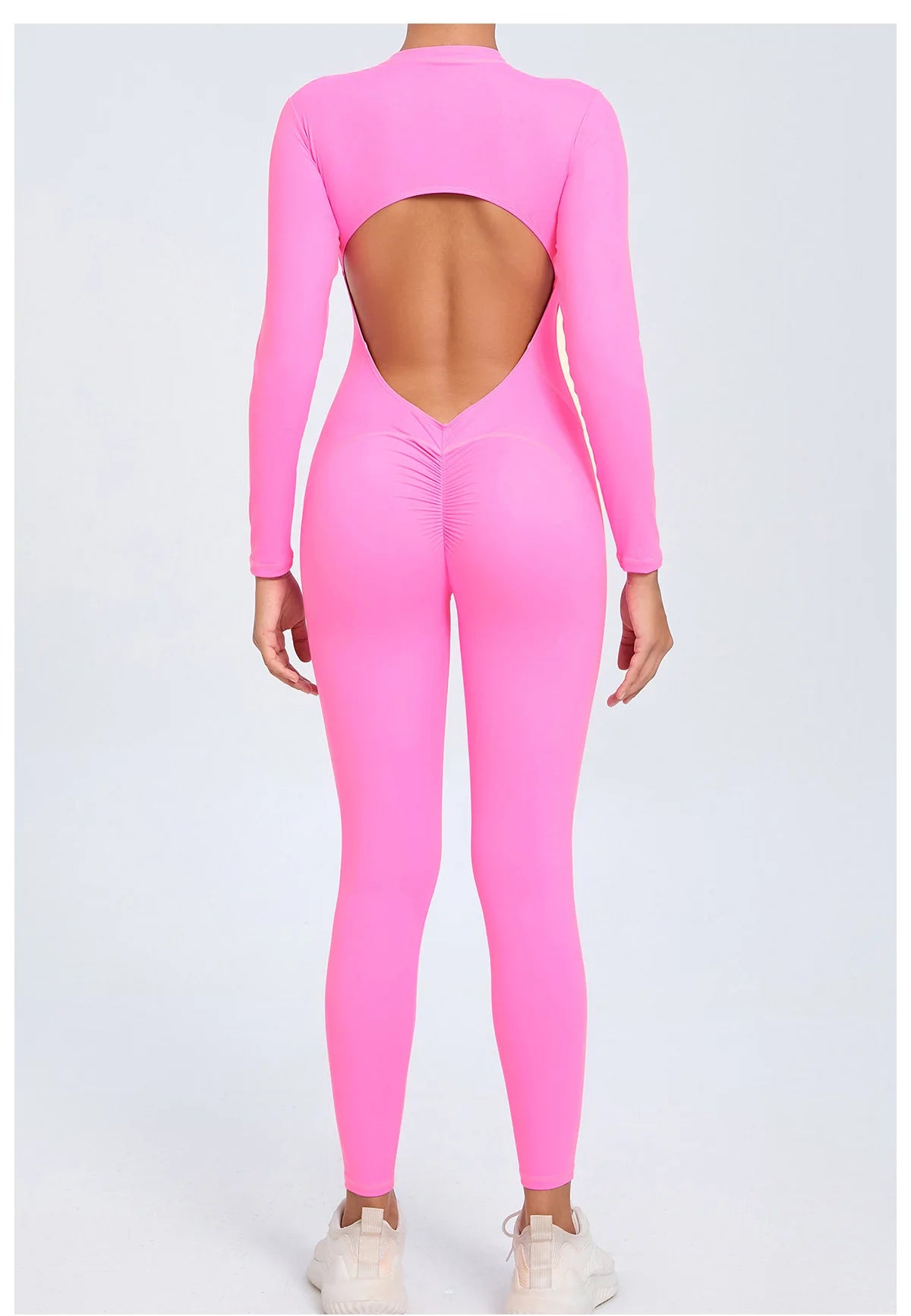 Women Sportwear Yoga Jumpsuit Zipper Long Sleeve Back Open Outfit Fitness Tracksuit Tight One-piece Gym Overalls Sports Bodysuit