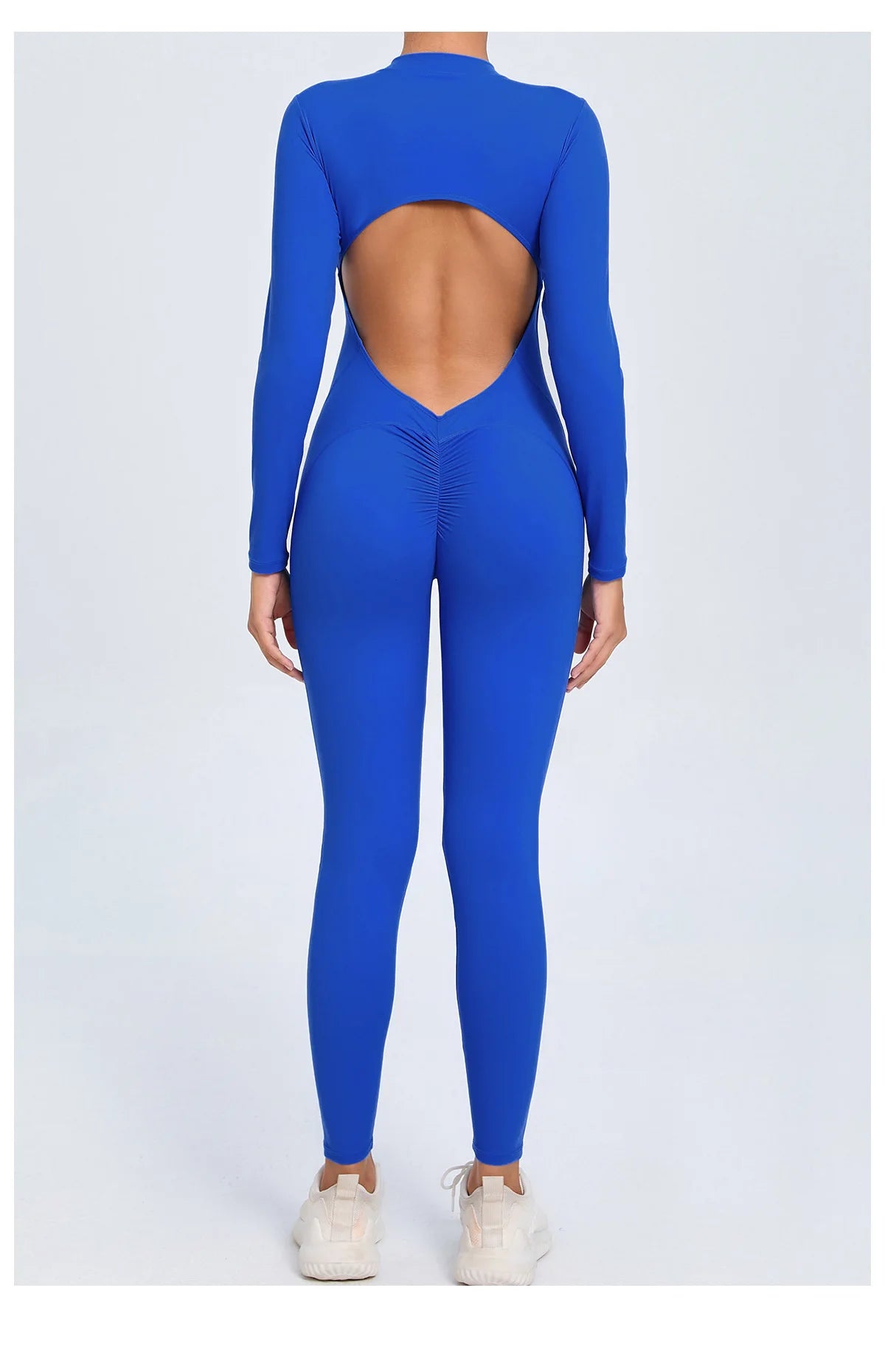 Women Sportwear Yoga Jumpsuit Zipper Long Sleeve Back Open Outfit Fitness Tracksuit Tight One-piece Gym Overalls Sports Bodysuit