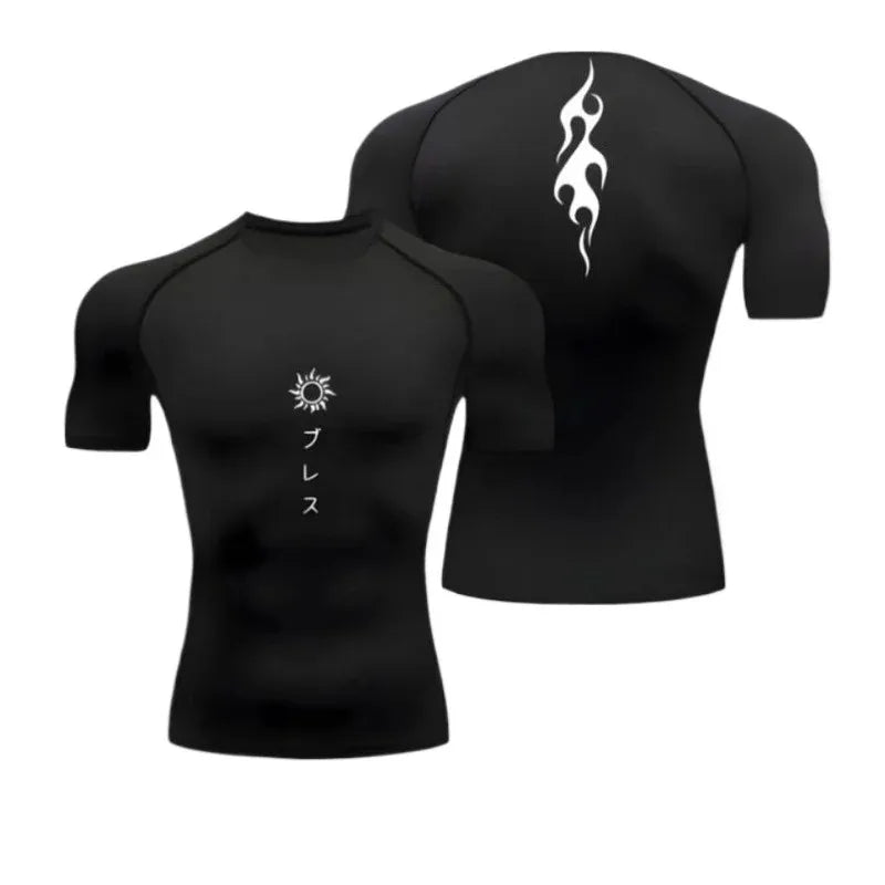 Men's sportswear gym tight fitting shirt muscle shirt running breathable quick drying top
