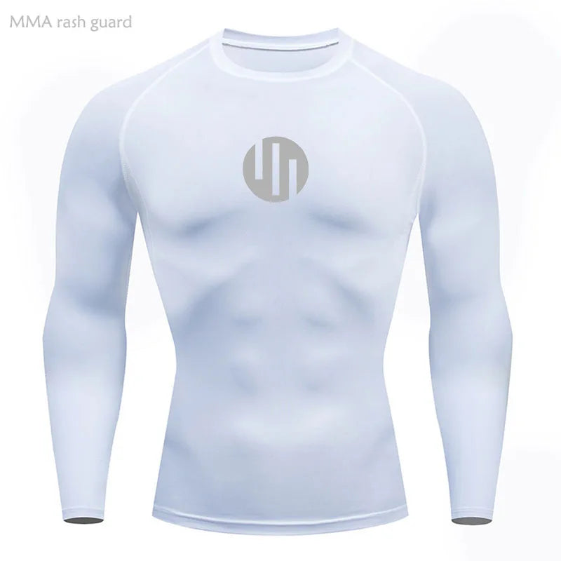 Men's T-shirt Fitness Compression Shirt Quick Dry Short Sleeve Gym Muscle Shirt Breathable White Black Sun protection Sportswear