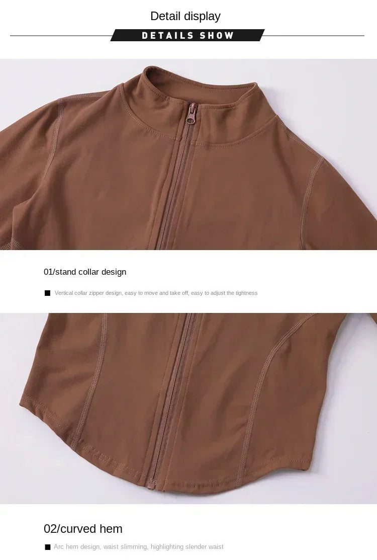 2024 Yoga Wear Running Sports Jacket Quick-drying Women's Fitness Wear Zipper Yoga Wear Top Jacket Long Slim Training Wear