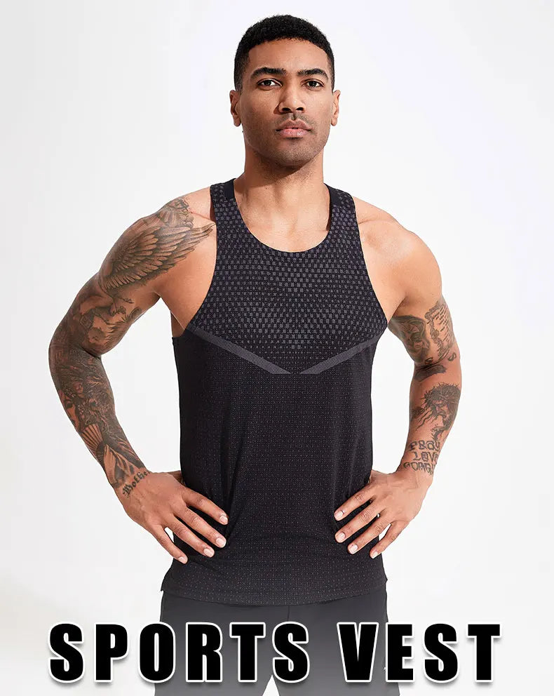 Men's Running Vest Outdoor Training Clothing Male Sportswear Sleeveless T-shirt Gym Jogging Tank Top Bodybuilding T Shirt