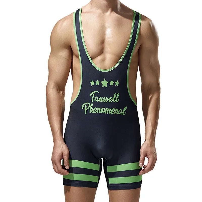 Gym Workout Mens Undershirts Bodysuit Wrestling Singlet Fitness Workout Running Vest Bodywear Underwear Bodybuilding Jumpsuit