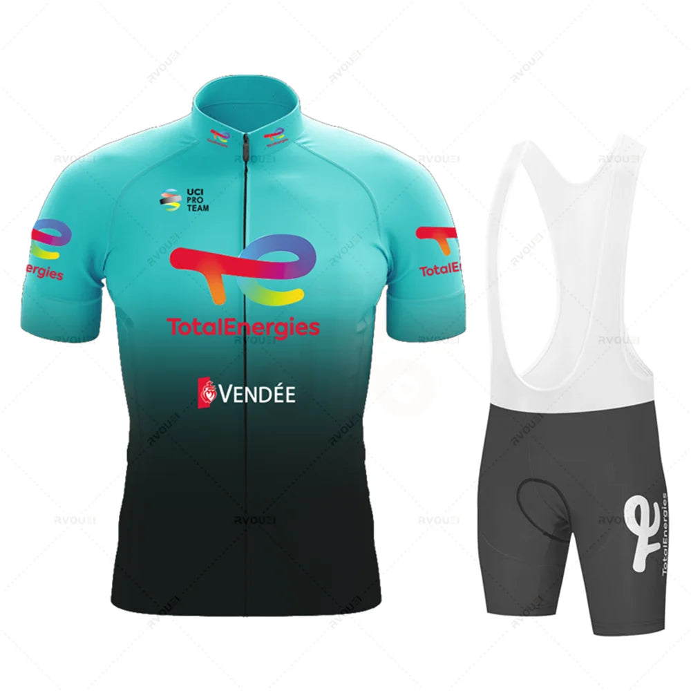 Cycling Clothing Sets for Men, Breathable Anti-UV Bicycle Wear, Short Sleeve Bike Jersey, Summer, New, Total Energies, 2025