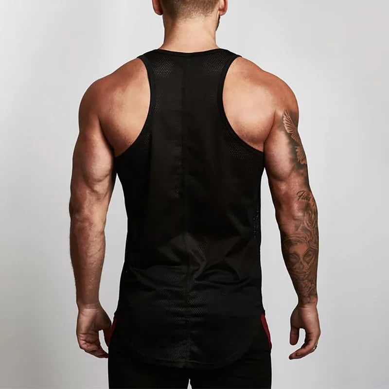 Gym Fitness Mesh Running Vests Quick Dry Clothing Casual Tank Tops Mens Bodybuilding Sleeveless Singlets Workout Man Undershirt