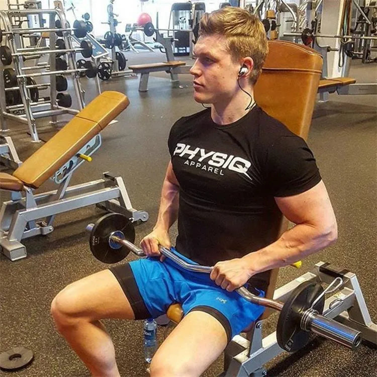 Mens Bodybuilding Brand Gyms T Shirt Fitness Slim Fit Cotton Shirts Short Sleeve Men Fashion Tight Tees Tops Clothing