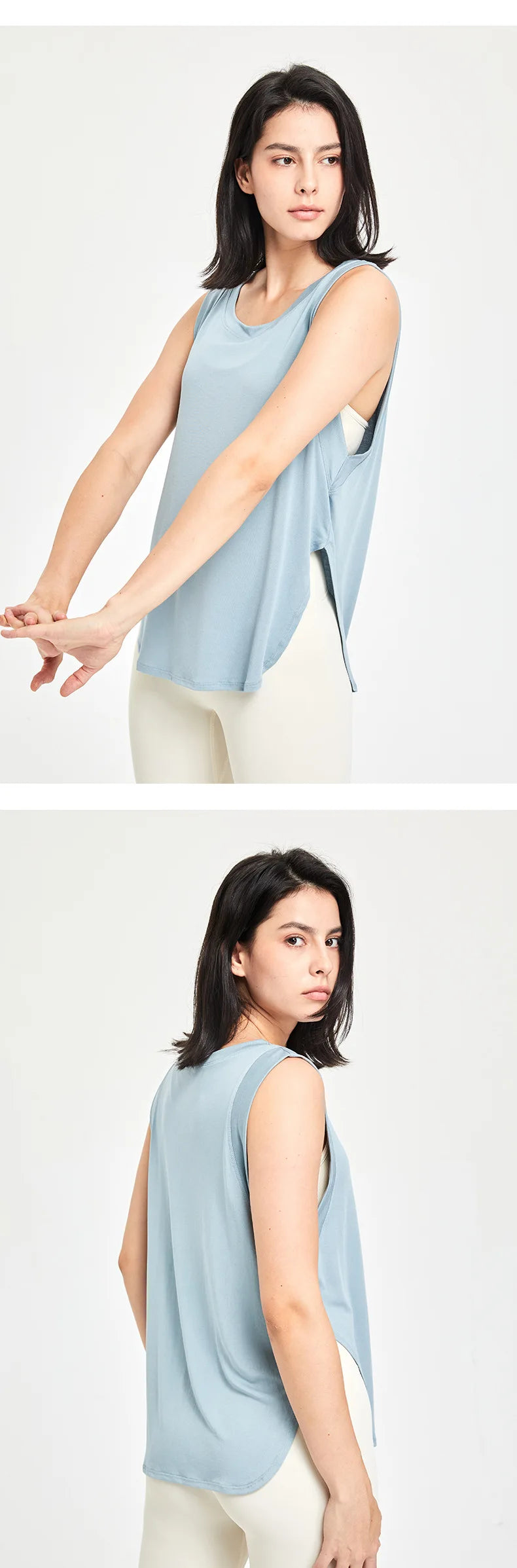 Loose Fit Sleeveless Gym Workout Shirt Women Quick Dry Yoga Running Top Female Long Modal Trainning Camis Sports Active Clothing