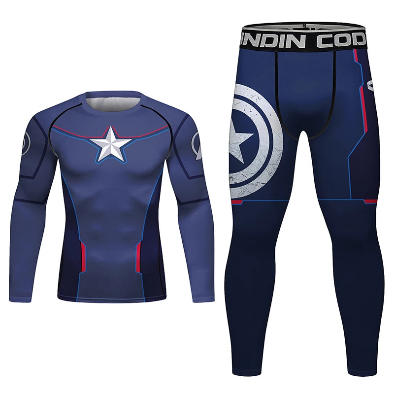 4PCS Sports Suit Bjj Jiu jitsu gi Rashguard T-shirt +MMA Shorts Muay Thai Pants Cool Boxing Grappling Wear Gym Running Clothing