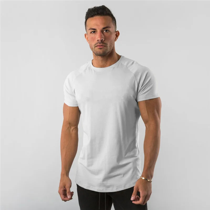 Men's Summer Skinny Casual T-Shirt Short Sleeve Tee Male Gym Fitness Sport Cotton Tops Man Running Workouts Sweatshirt Clothing