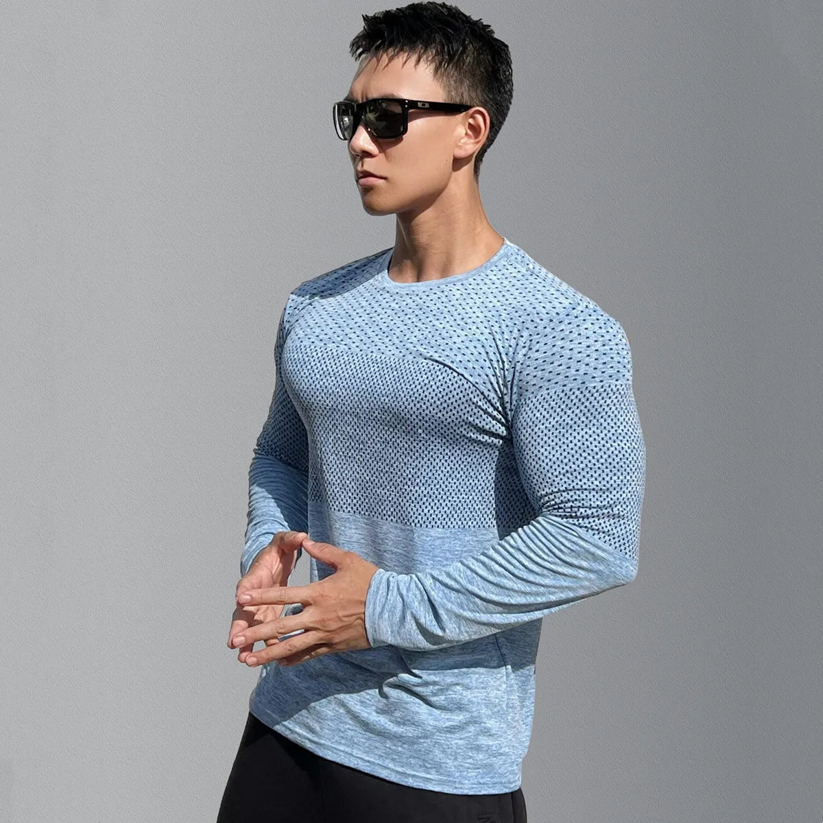 Men Gym Fitness Running Sport Quick Dry Shirts Skinny Long Sleeve T-shirt Male Jogging Workout Tees Tops Training Clothing