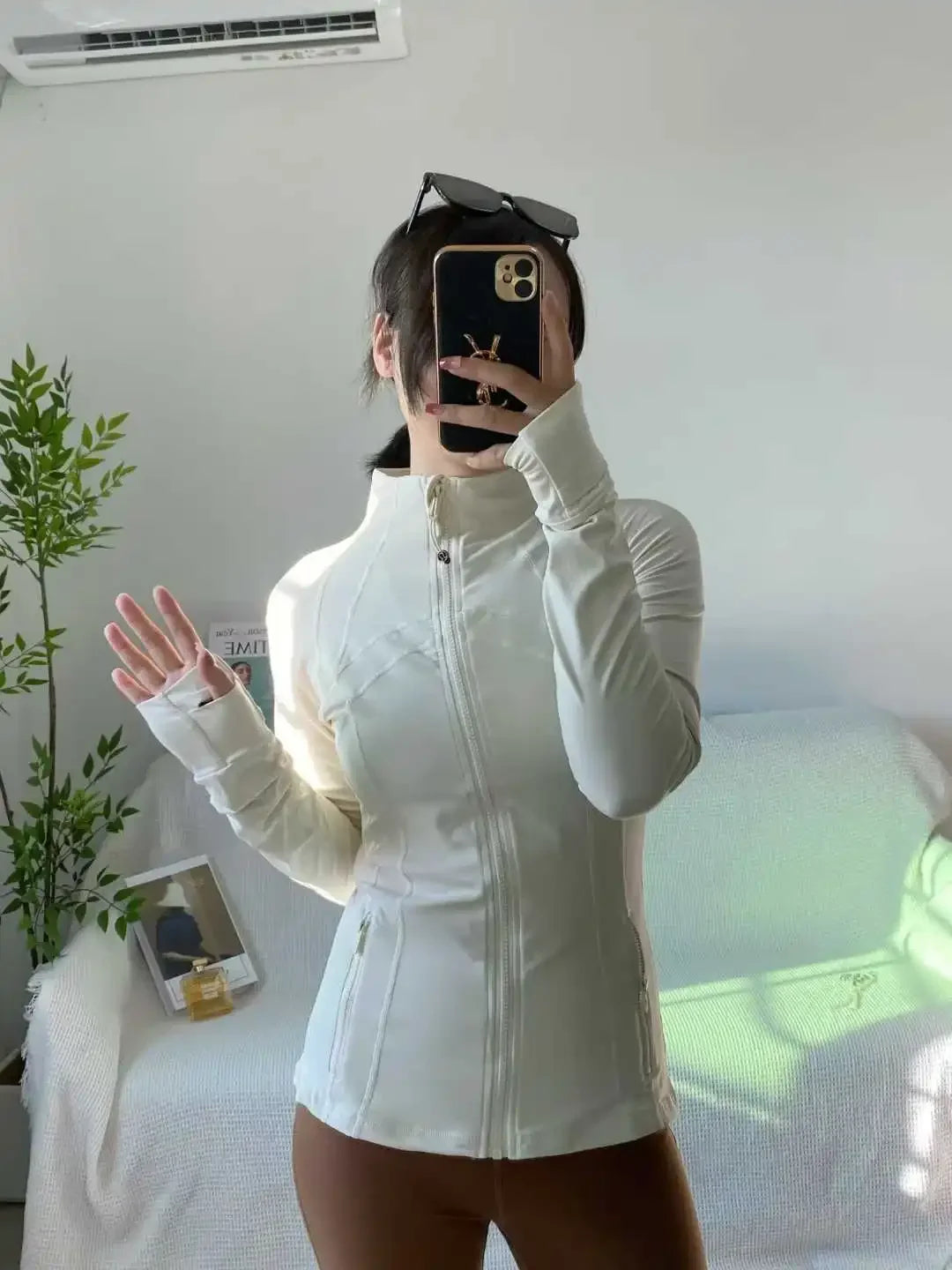 Women Zip Fitness Clothes Long Sleeve Sports Jacket Gym Clothes Woman Yoga Shirt Quick Dry Top Sunscreen Sportswear Yoga Clothes