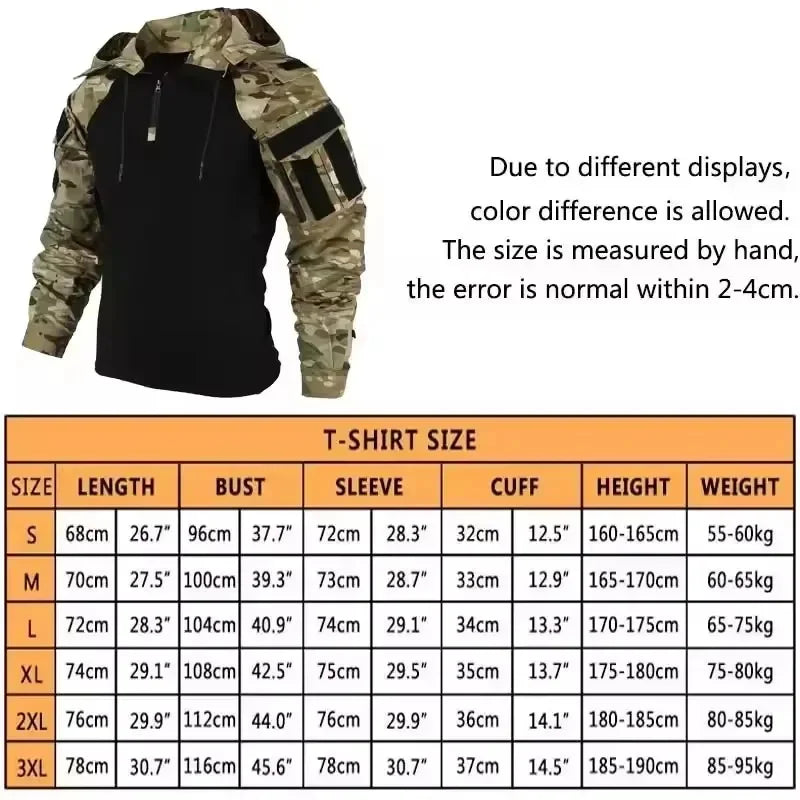 Outdoor Uniform Tactical Suits Wear Resistant T-Shirt Hooded Pants Men Clothes Combat Shirts Airsoft Paintball Hunting Clothing