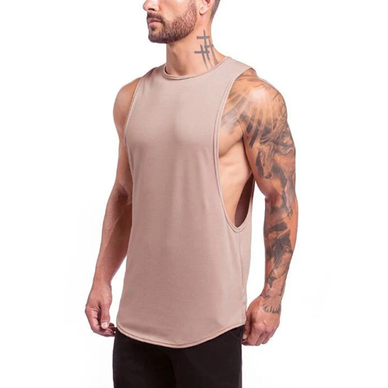 Men Bodybuilding Sleeveless Vest Casual Gym Tank Top Cotton White t Shirt Quick Dry Sport Fitness Singlets Vest Man Gym Clothing
