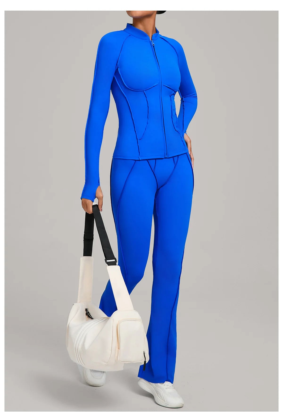 Gym Yoga Outfit for Women Autumn Winter Zipper Long Sleeve Fitness Suit Daily Casual Running Fitness Sportswear Two-Piece Sets