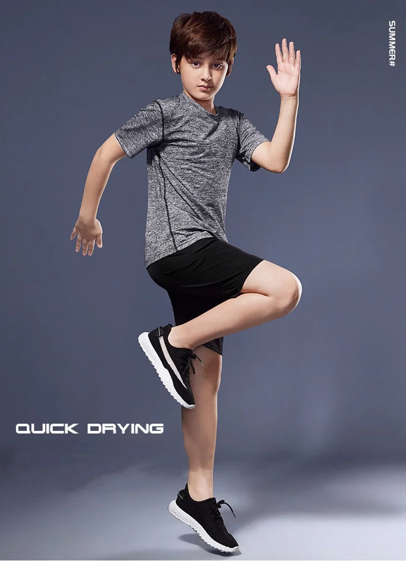 Children's Sportswear 2025 Summer Running Sportswear Boys Quick Dry Two-Piece Set Gym Clothing Fitness Suits With Shorts