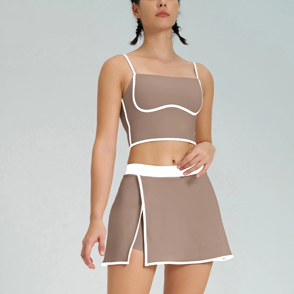 Women Gym Sports Sets Bra with Pad and Shorts Skirts Gym Biker Outdoor Training Good Elastic Athletic Yoga Vets Tights Suits