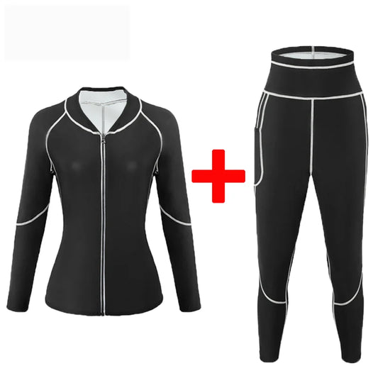 Sauna Suits for Women Gym Clothing Sets Running Fitness Exercise Sportswear Pants Weight Loss Sweating Sports Suit Workout Tops