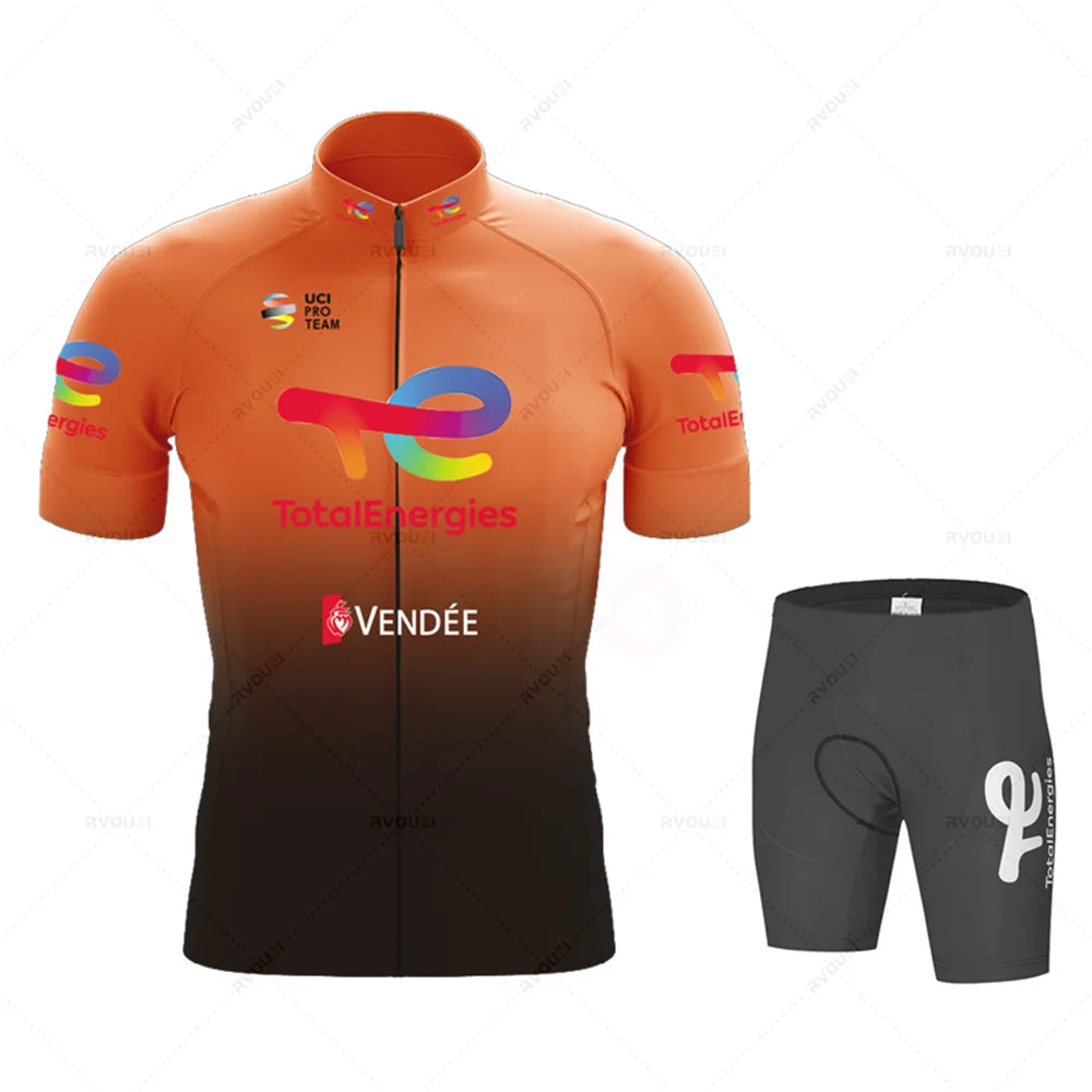 Cycling Clothing Sets for Men, Breathable Anti-UV Bicycle Wear, Short Sleeve Bike Jersey, Summer, New, Total Energies, 2025