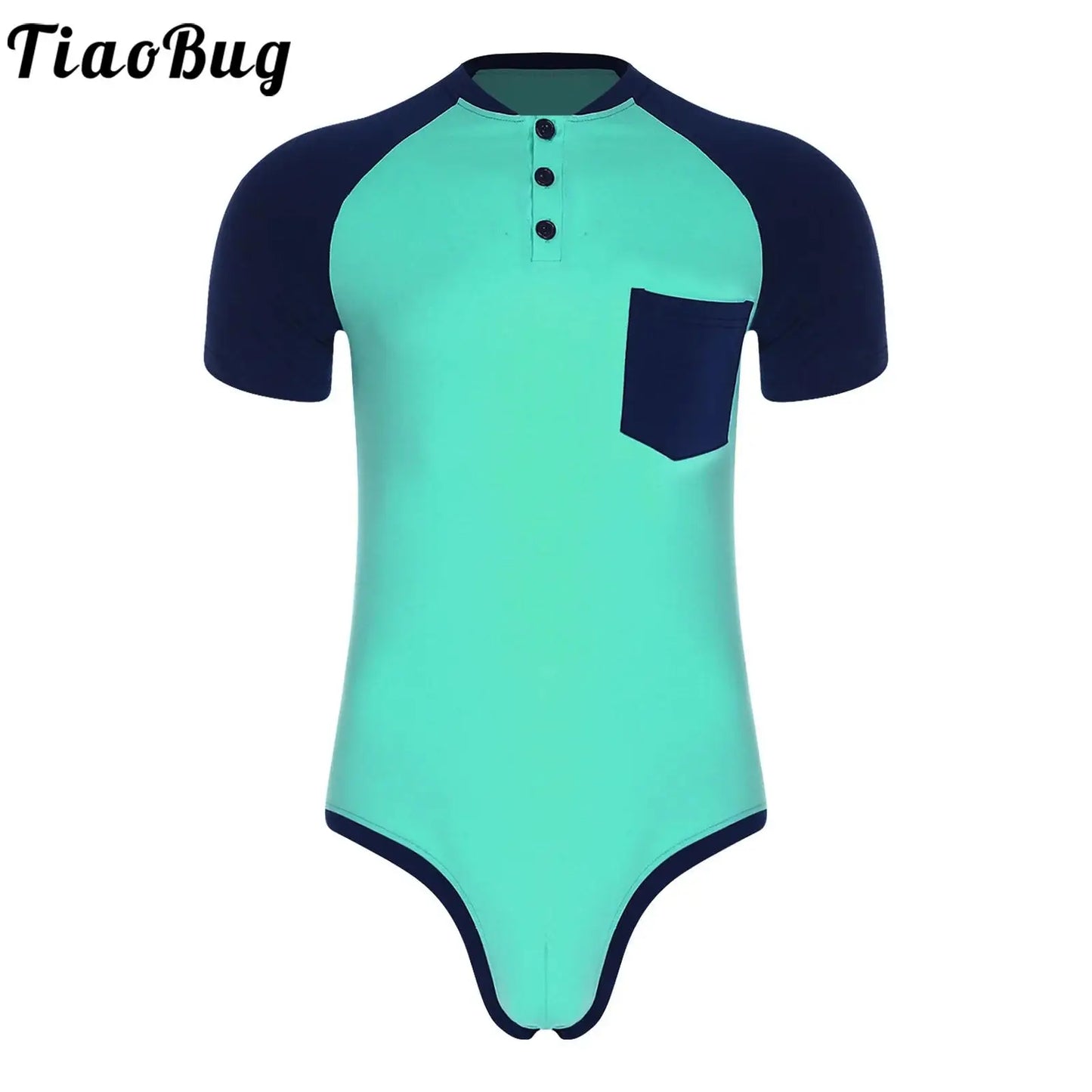 Men Adult Bodybuilding Wrestling Bodysuit Short Sleeve Slim Fit Shirt Jumpsuit for Daily Casual Workout Gym Sports Outfits