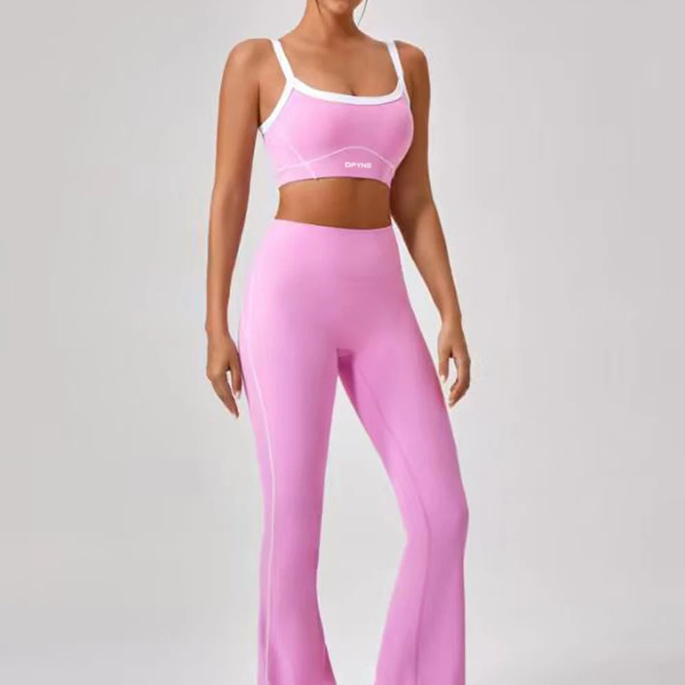 Yoga Set 2 Pieces Workout Outfits Fitness Sportswear Gym Tracksuit High Waist Leggings Sports Bra Wear Women Cycling Set