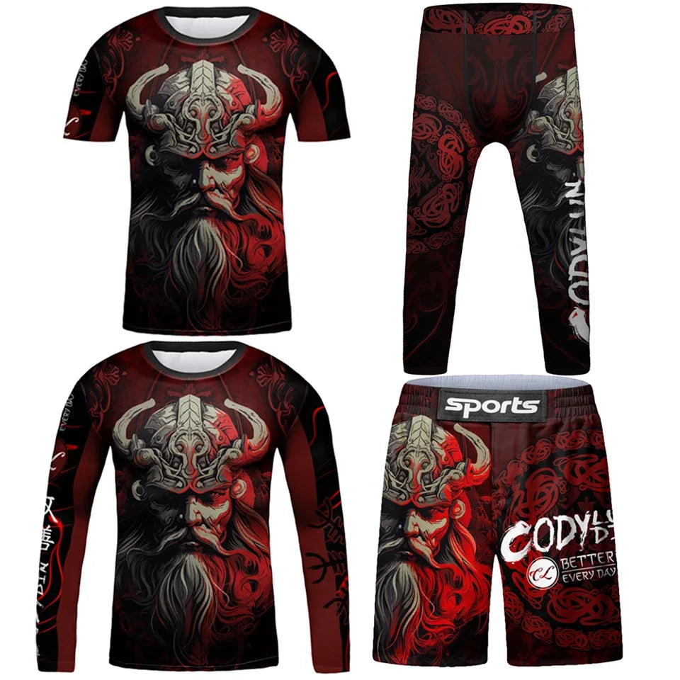 Kids Gym Clothing Tracksuit MMA BJJ Jiu Jitsu Rashguard Quick Dry Boy Children Boxing Sport Suit Running Set Training Sportswear