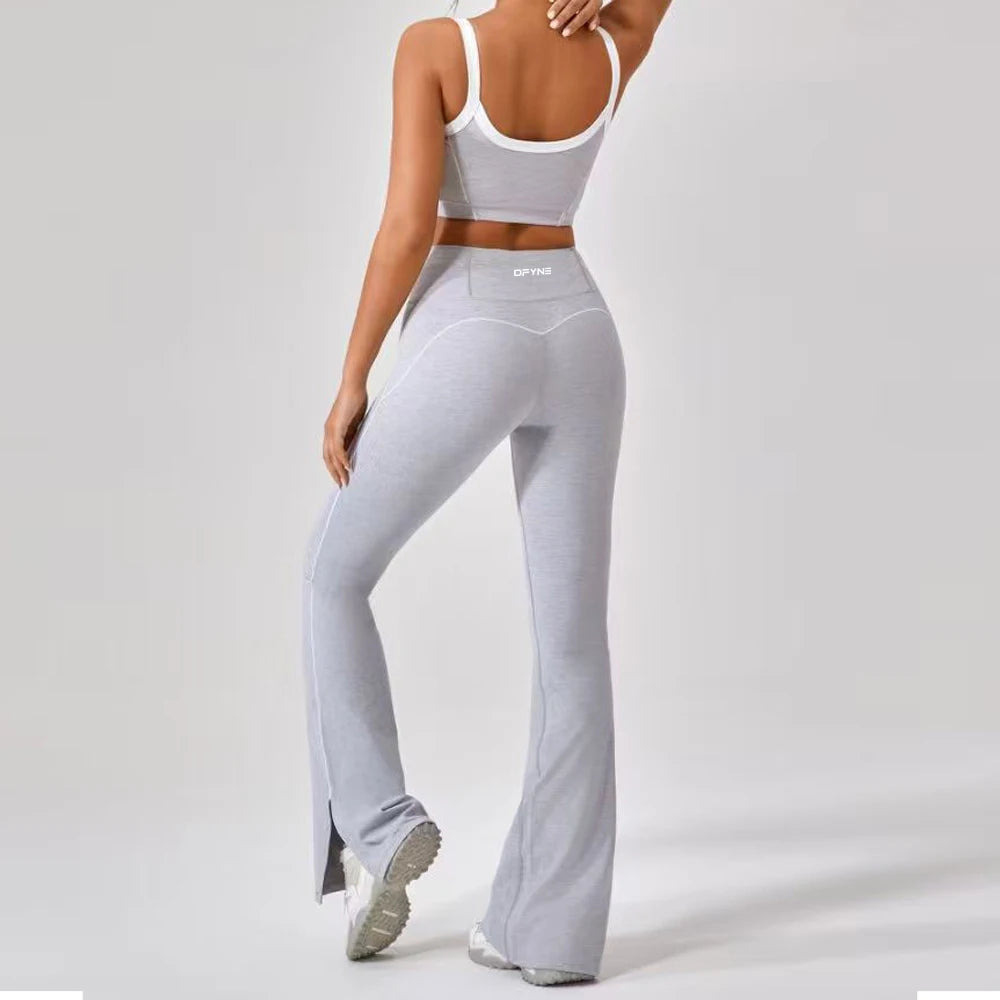 Yoga Set 2 Pieces Workout Outfits Fitness Sportswear Gym Tracksuit High Waist Leggings Sports Bra Wear Women Cycling Set