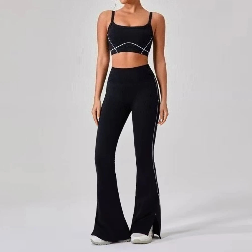 Yoga Set 2 Pieces Workout Outfits Fitness Sportswear Gym Tracksuit High Waist Leggings Sports Bra Wear Women Cycling Set