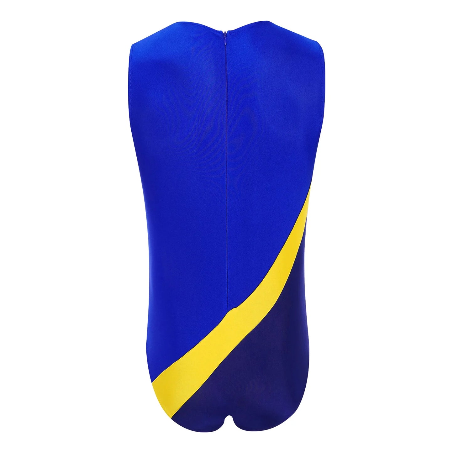 Swimwear Mens Gym Workout Athletic Leotard Jumpsuit Swimsuit Round Neck Back Invisible Zipper Color Block Sports Bodysuit