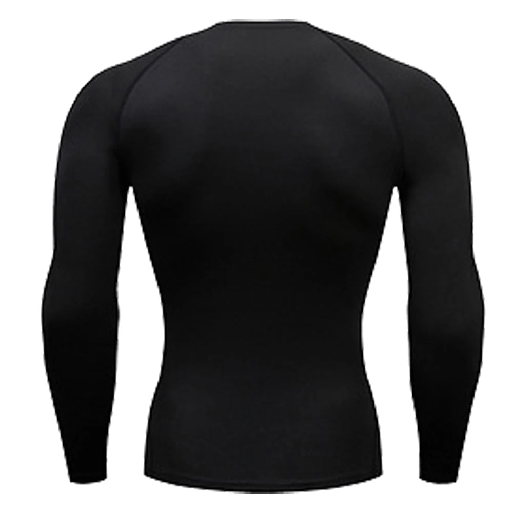 Men's Tight Bodybuilding Long Sleeve Quick Dry Running Sun Sports Compression Thin T Shirt Pullover Gym Fitness Workout Clothing