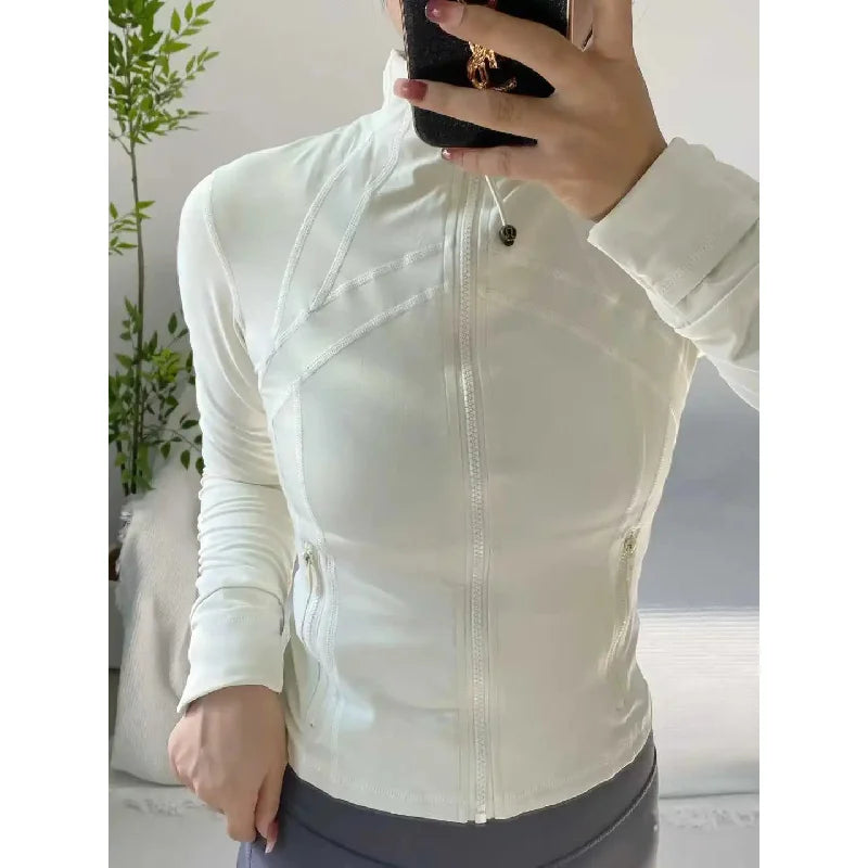 Women Zip Fitness Clothes Long Sleeve Sports Jacket Gym Clothes Woman Yoga Shirt Quick Dry Top Sunscreen Sportswear Yoga Clothes
