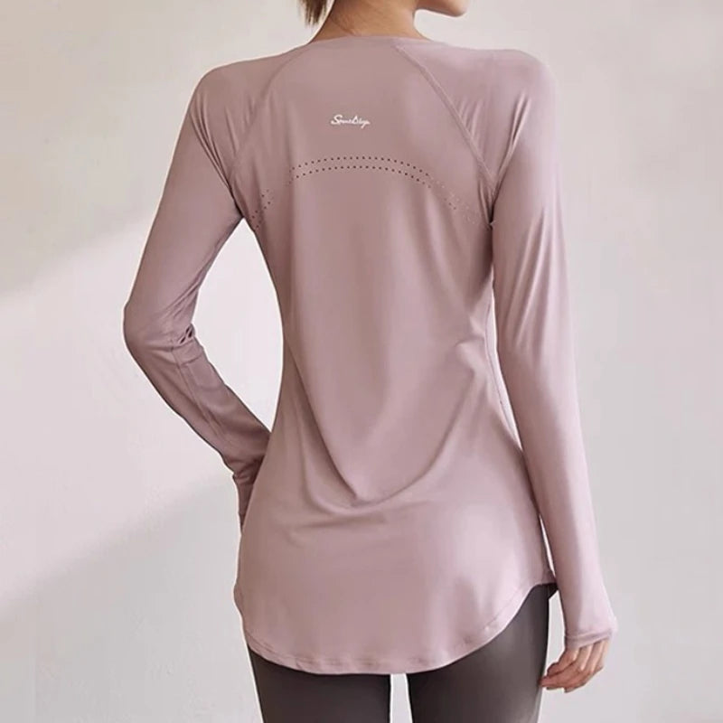 Long Sleeve Yoga Clothes Women Sportswear Woman Gym Running Blouses Shirts Sports Tops Fitness T-shirt для йоги одежда женская