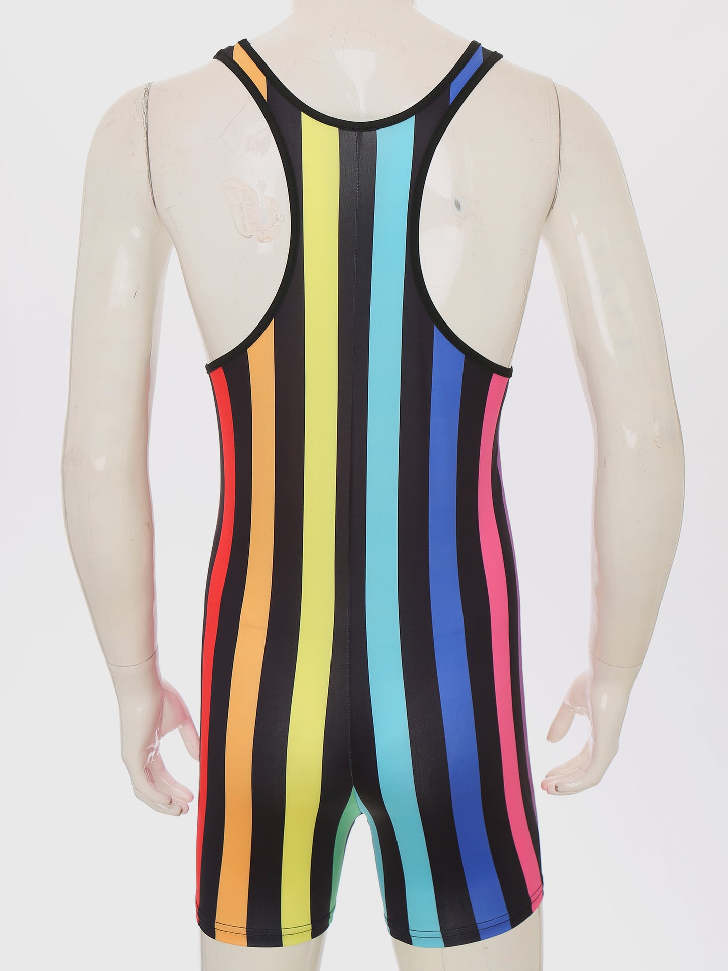 Men's Swimwear Gym Sports Yoga Gymnastics Leotard Bodysuits Striped Jumpsuit Swimming Suits Workout Wrestling Singlet Bodysuit
