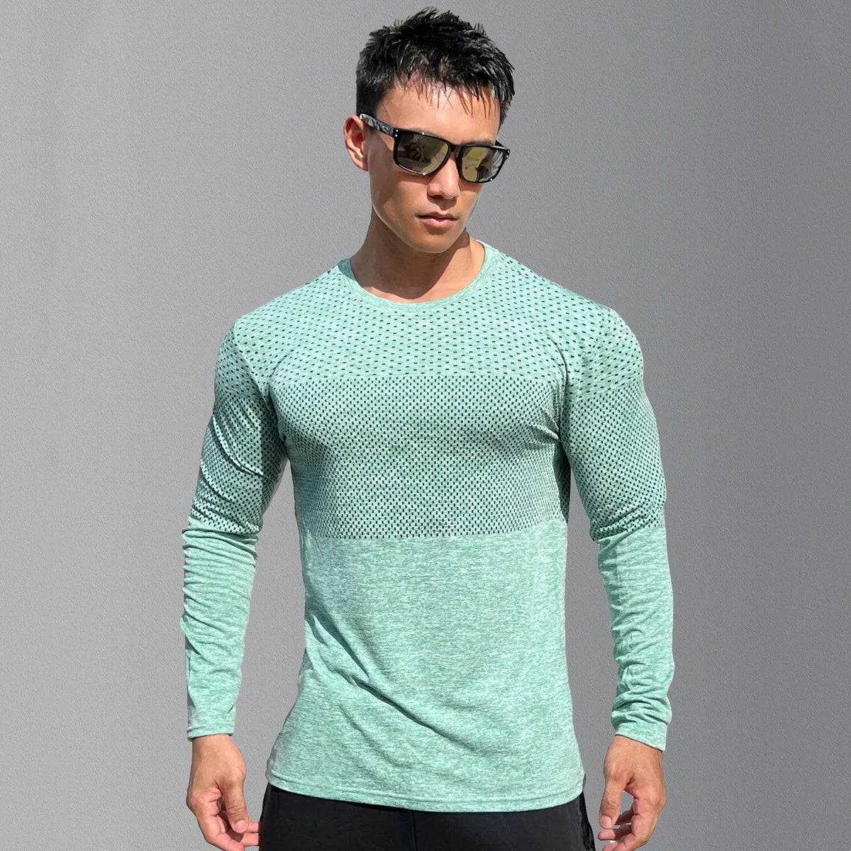 Men Gym Fitness Running Sport Quick Dry Shirts Skinny Long Sleeve T-shirt Male Jogging Workout Tees Tops Training Clothing