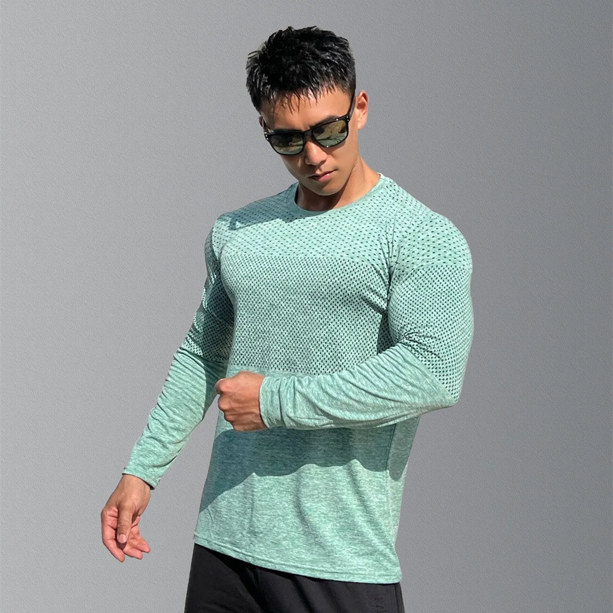 Men Gym Fitness Running Sport Quick Dry Shirts Skinny Long Sleeve T-shirt Male Jogging Workout Tees Tops Training Clothing