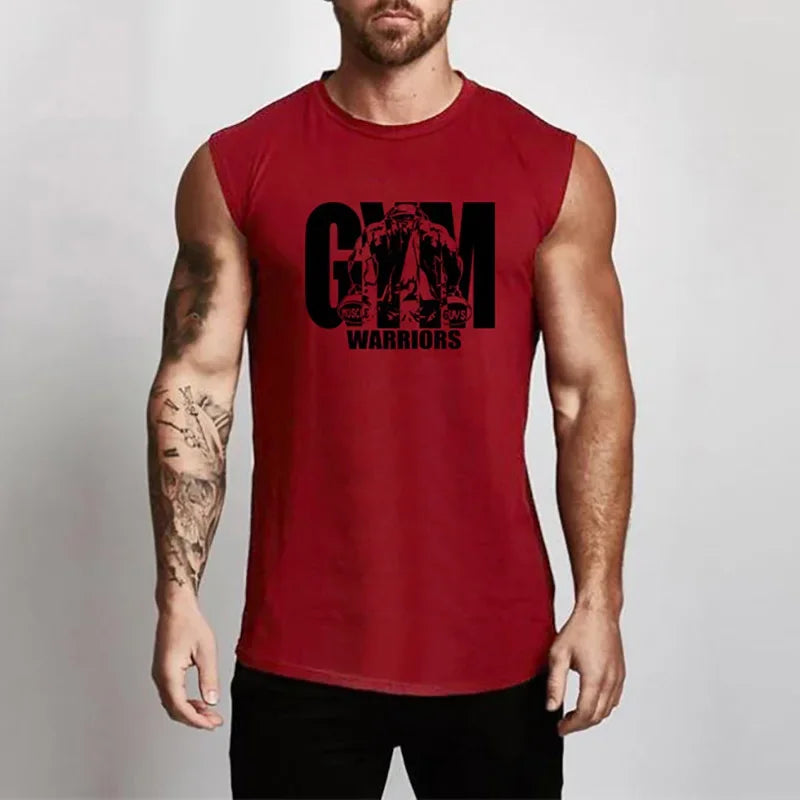 Mens Cotton Vests Gym Workout Sleeveless T Shirts Bodybuilding Muscle Clothing Fitness Sportwear Workout Muscle Tank Tops