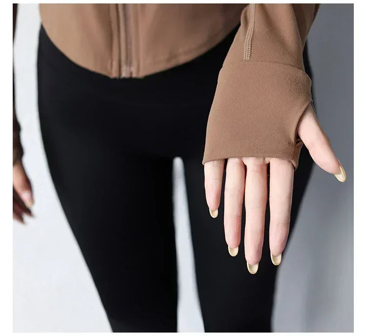 2024 Yoga Wear Running Sports Jacket Quick-drying Women's Fitness Wear Zipper Yoga Wear Top Jacket Long Slim Training Wear