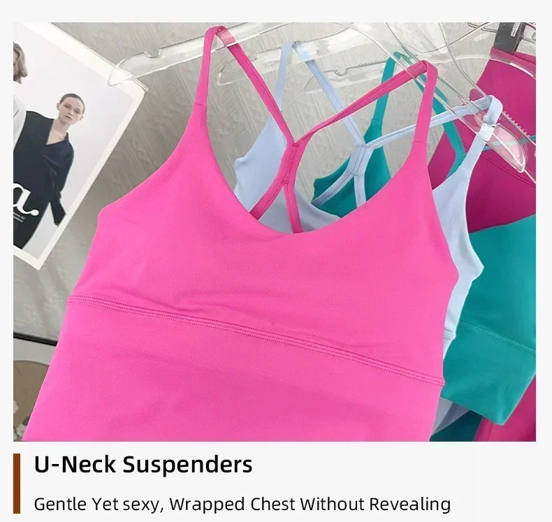 2 Piece Yoga Set Sportswear Fitness Suits Sexy Cross back Yoga Tops Elasticity High Waist Leggings Running Sports Clothing👚👍️