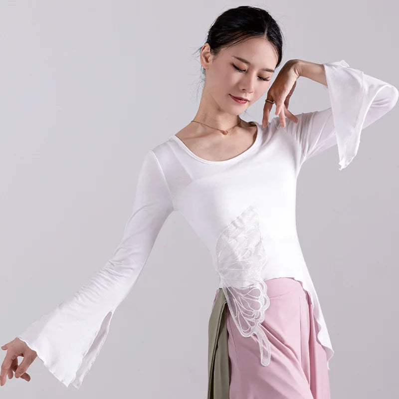 Modern Dance Dance Practice Clothing Long Sleeve Tops Body Training Clothing Classical Dance Dance Women's Loose Wide Leg Pants