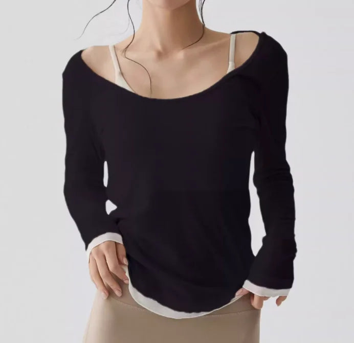 Yoga clothing cover up, women's slim fit sports long sleeved, breathable Pilates top for external wear