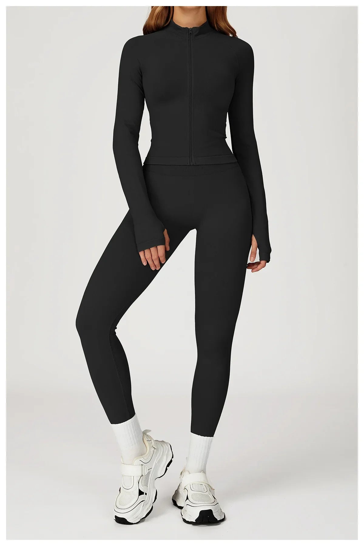 Seamless 2 Pieces Yoga Suit Sports Outfits Women Gym Set Women Tracksuit Running Workout Long Sleeve Sports Shirt Yoga Clothing